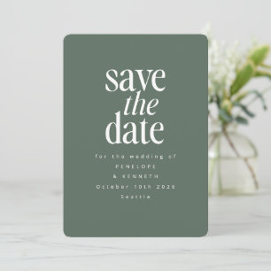Modernes Minimalistisches dunkles Blatt Green Einf Save The Date