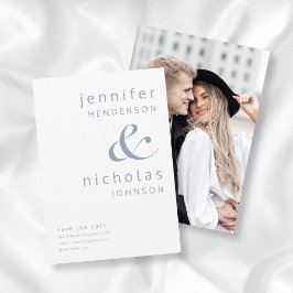Modernes, Minimalistisches Dusty Blue Ampersand Fo Save The Date