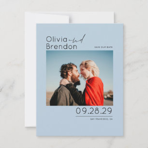 Modernes Minimalistisches Dusty Blue  Foto Save The Date