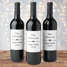 Modernes Minimalistisches Einfache Hochzeitsweinla Weinetikett