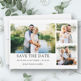 Modernes Minimalistisches Einfaches 3-Foto-Paar Save The Date