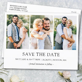 Modernes Minimalistisches Einfaches 3 Foto Save th Postkarte