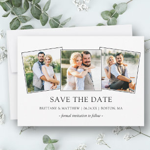Modernes Minimalistisches Einfaches 3 Foto Save The Date