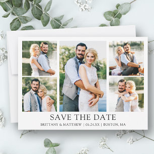 Modernes Minimalistisches Einfaches 5 Foto Save The Date