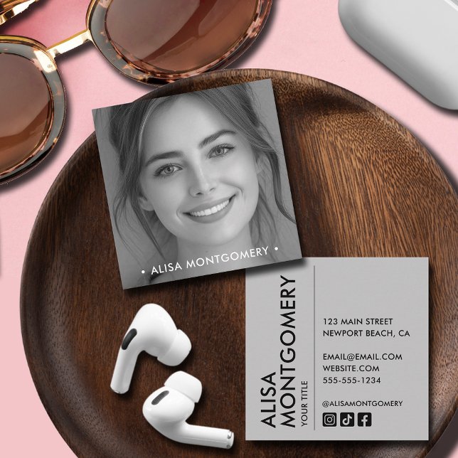 Modernes Minimalistisches, einfaches Berufliches F Quadratische Visitenkarte (Modern Minimalist Simple Professional Photo 2.5" Square Business Cards)