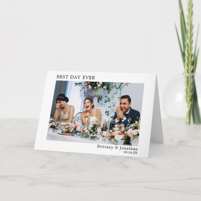 Modernes Minimalistisches Einfaches Best Day Falte Dankeskarte (Vorderseite)