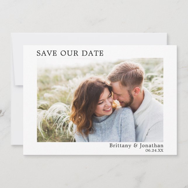 Modernes Minimalistisches einfaches Foto Rette uns Save The Date (Vorderseite)