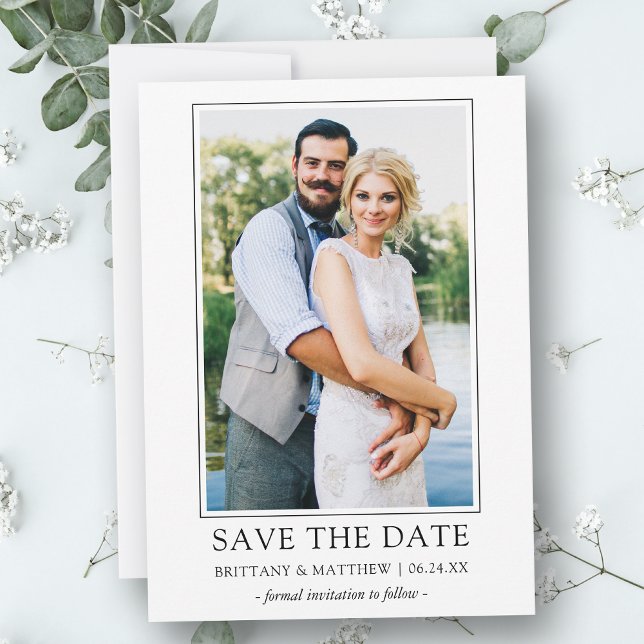 Modernes Minimalistisches Einfaches Foto Save The Date (Customize to change text size, style or to add more text & photos to back of card.)