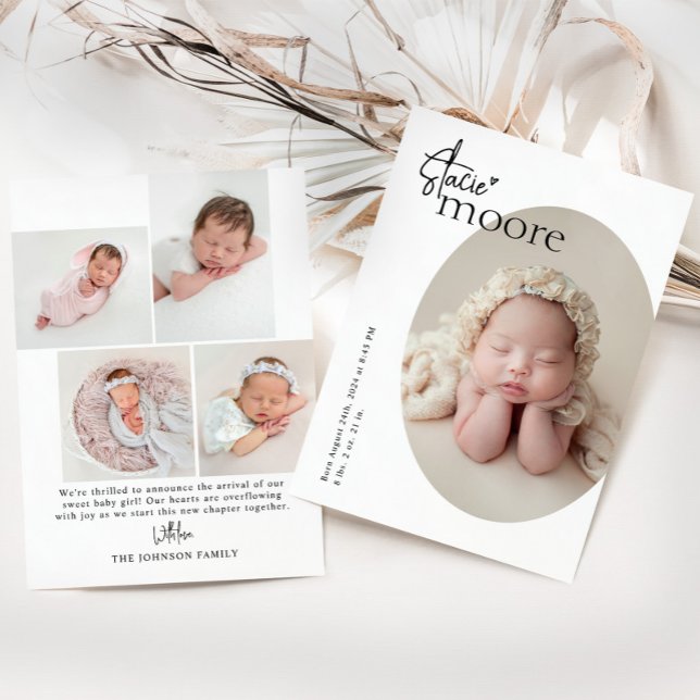 Modernes Minimalistisches, einfaches Oval Foto Bab Ankündigung (Von Creator hochgeladen)