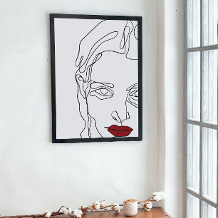 Modernes minimalistisches, einzeiliges zeichnend G Poster