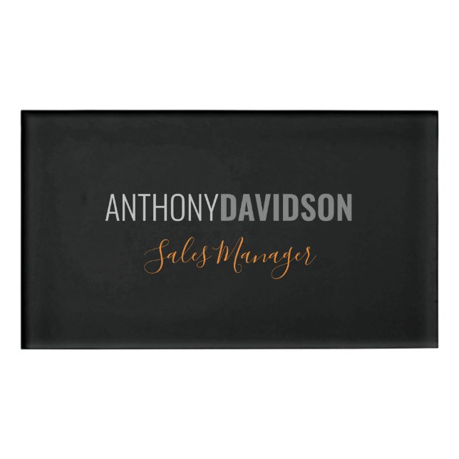 Modernes Minimalistisches Elegantes Berufliches Sc Namenschild (Vorderseite)