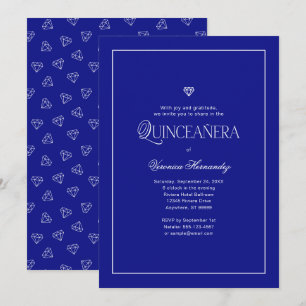 Modernes Minimalistisches Elegantes Royal Blue Qui Einladung
