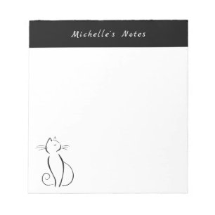 Modernes Minimalistisches, elegantes Schwarzes Cat Notizblock