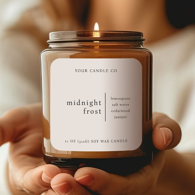 Modernes, Minimalistisches Etikett für Kerzen Quadratischer Aufkleber (Von Creator hochgeladen)