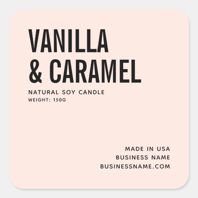 Modernes, minimalistisches Etikett für Sojakonzern Quadratischer Aufkleber (Vorderseite)