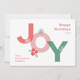 Modernes Minimalistisches, feines Script JOY Foto Feiertagskarte