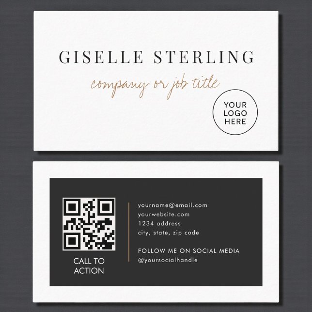 Modernes minimalistisches Firmenlogo QR-Code Visitenkarte (Von Creator hochgeladen)