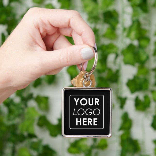 Modernes Minimalistisches Firmenlogo Schwarz-weiß Schlüsselanhänger (Hand)