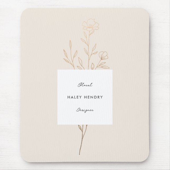 Modernes Minimalistisches, florales Illustriertes  Mousepad (Vorne)