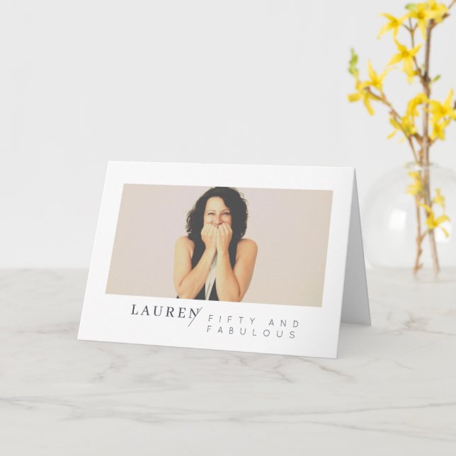 Modernes Minimalistisches Foto 50 & Fabulous Gebur Karte (Gelbe Blume)