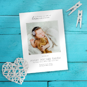 Modernes Minimalistisches Foto Baby Birth Ankündigung