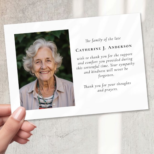 Modernes Minimalistisches Foto Beileid Beerdigung Dankeskarte (Von Creator hochgeladen)