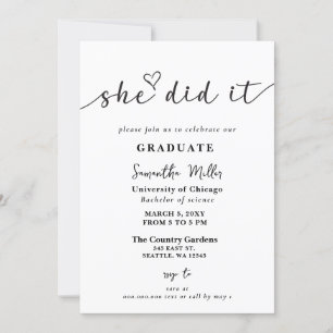 Modernes Minimalistisches Foto, das sie getan hat  Einladung