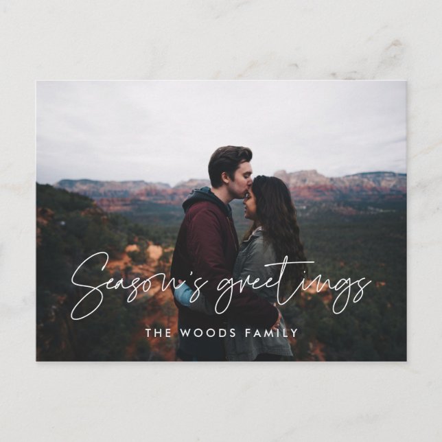 Modernes minimalistisches Foto der Grüße der Saiso Postkarte (Vorderseite)