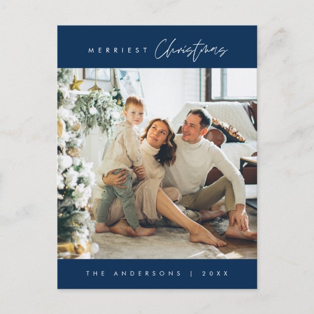 Modernes, Minimalistisches Foto für Weihnachten Postkarte (Vorderseite)
