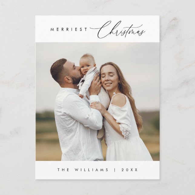 Modernes, Minimalistisches Foto für Weihnachten Postkarte (Vorderseite)