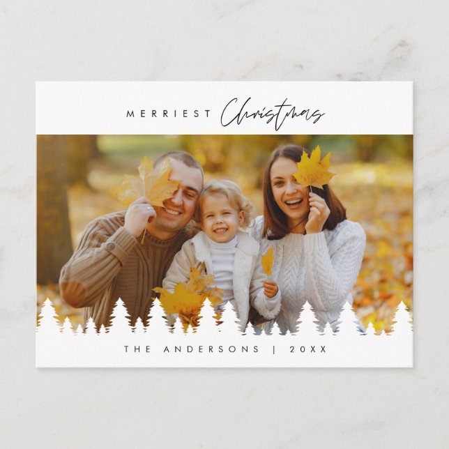 Modernes, Minimalistisches Foto für Weihnachten Postkarte (Vorderseite)