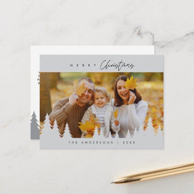 Modernes, Minimalistisches Foto für Weihnachten Postkarte (Vorderseite/Rückseite Beispiel)