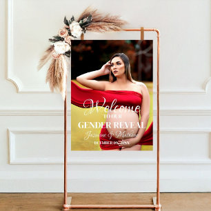 Modernes Minimalistisches Foto Gender Reveal Begrü Poster