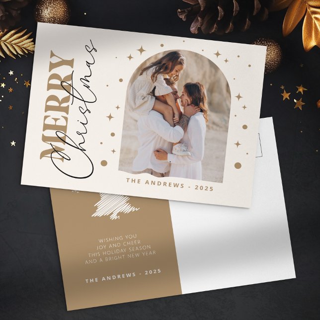 Modernes Minimalistisches Foto Gold Postkarte (Von Creator hochgeladen)