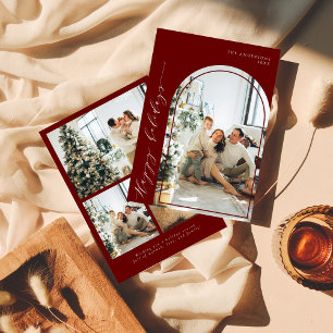 Modernes, Minimalistisches Foto Happy Holidays Red Feiertagskarte