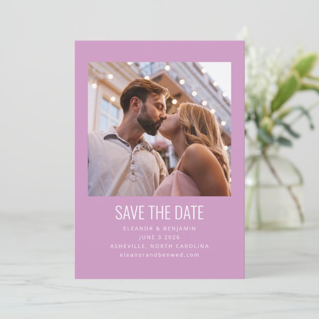 Modernes Minimalistisches Foto Hochzeit Niedlich L Save The Date (Stehend Vorderseite)