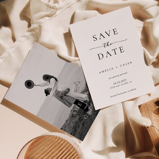 Modernes Minimalistisches Foto Hochzeit rettet das Save The Date (Von Creator hochgeladen)
