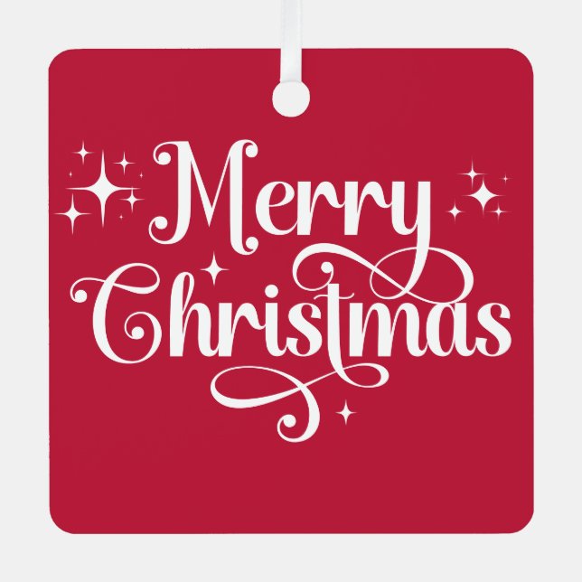 Modernes Minimalistisches Foto in Rot und Weiß Ornament Aus Metall (Vorderseite)