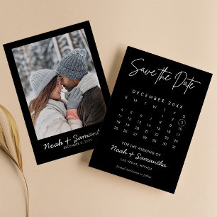 Modernes Minimalistisches Foto Kalender Schwarz Save The Date