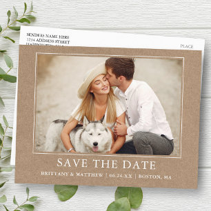 Modernes Minimalistisches Foto Kraft Save the Date Postkarte