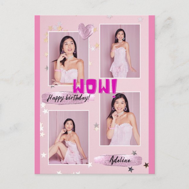 Modernes minimalistisches Foto Lady Birthday Post  Postkarte (Vorderseite)