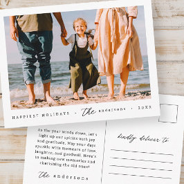 Modernes, Minimalistisches Foto mit benutzerdefini Feiertagspostkarte