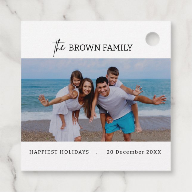 Modernes, Minimalistisches Foto mit benutzerdefini Geschenkanhänger (Rückseite)