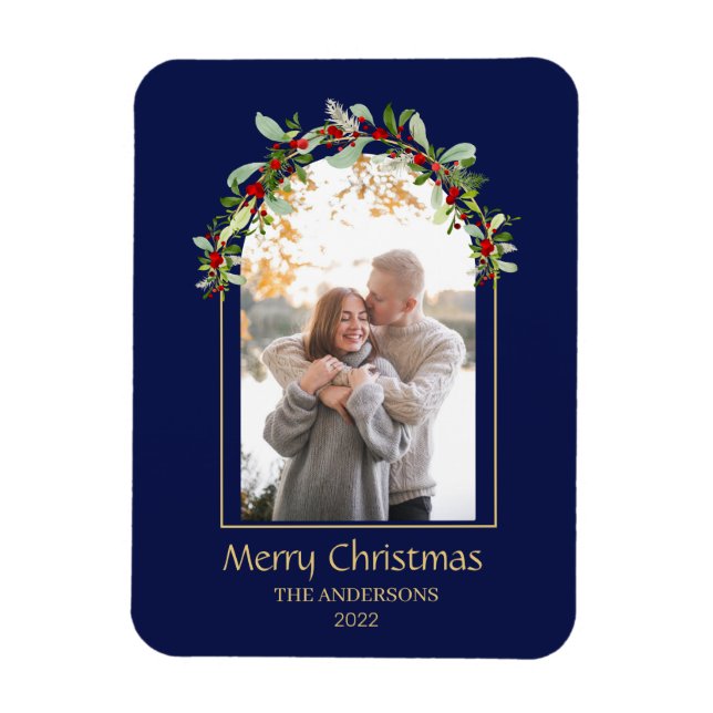 Modernes Minimalistisches Foto mit Blumenstrauß Magnet (Vertikal)