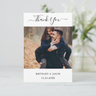 Modernes Minimalistisches Foto mit Herz-Hochzeit Dankeskarte