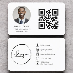 Modernes Minimalistisches Foto mit QR Code Social Visitenkarte
