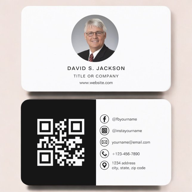 Modernes Minimalistisches Foto mit QR Code Social  Visitenkarte (Von Creator hochgeladen)