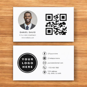 Modernes Minimalistisches Foto mit QR Code Social Visitenkarte