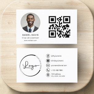 Modernes Minimalistisches Foto mit QR Code Social Visitenkarte