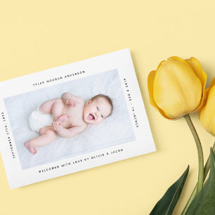 Modernes Minimalistisches Foto New Baby Birth Ankündigung
